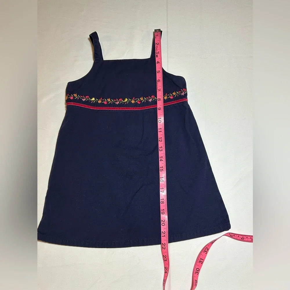 Gymboree Vintage 2002 Girls Size 4 Navy Blue Tank Dress Embroidered Flowers
